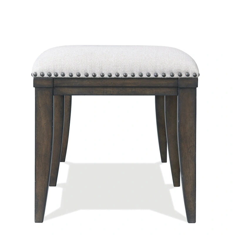 Nailhead Trim Upholstered Dining Bench, Beige