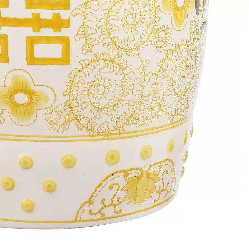JONATHAN Y Double Happiness 18 Chinoiserie Ceramic Drum Garden Stool/Accent Table