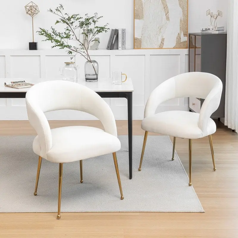 Mid Century Modern Velvet Upolstered Open-Back Dining Chair