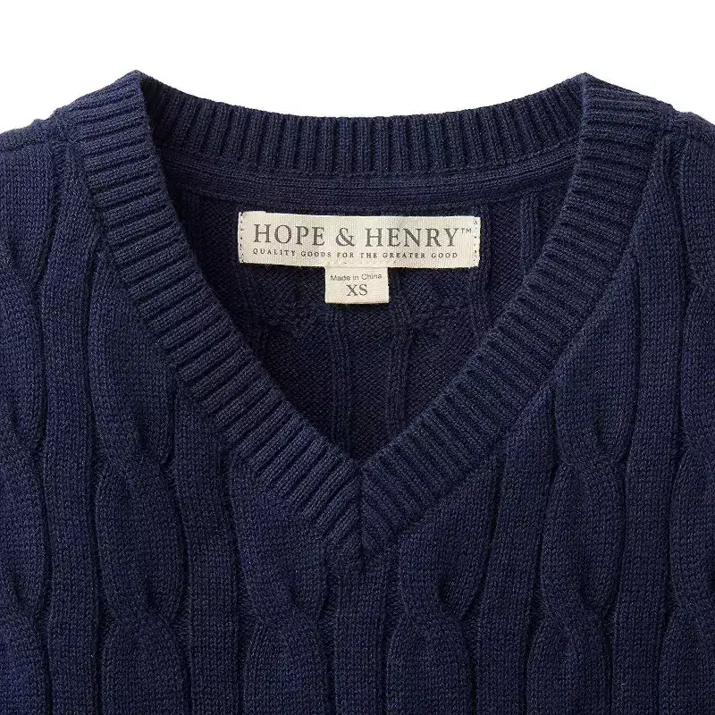 Hope & Henry Boys' V-Neck Sweater Vest (Navy, XX-Small)