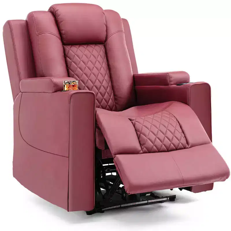 Electric Massage Recliner Chair with LED | PU Leather, Red
