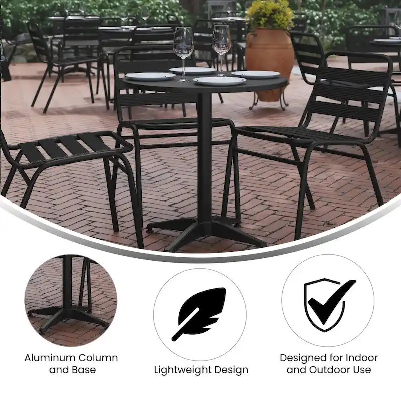 27.5  Round Aluminum Smooth Top Indoor-Outdoor Table with Base