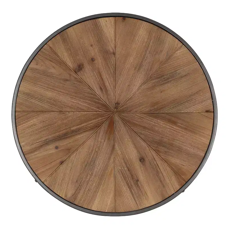 Kate and Laurel Gerhardt Round Metal Coffee Table, 24x24x15.5, Rustic Brown and Black