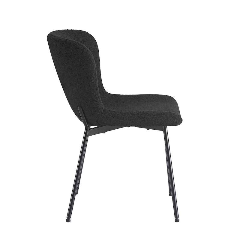 Fabric Upholstered Armless Dining Chairs with Powder-Coated Steel Legs, Set of 2