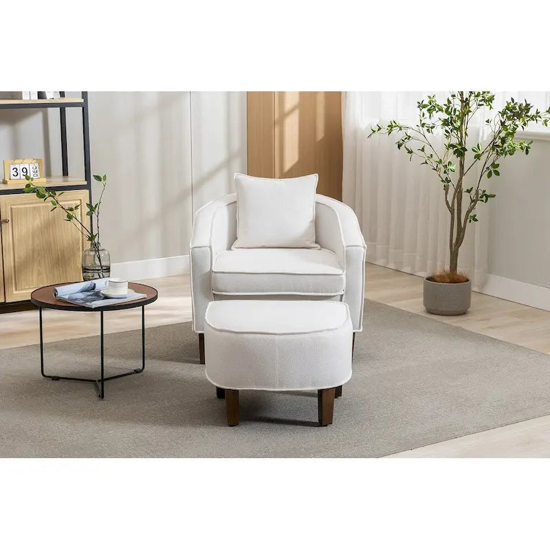 Mid-Century Modern Club Accent Chair with Tufted Back and Round Arms