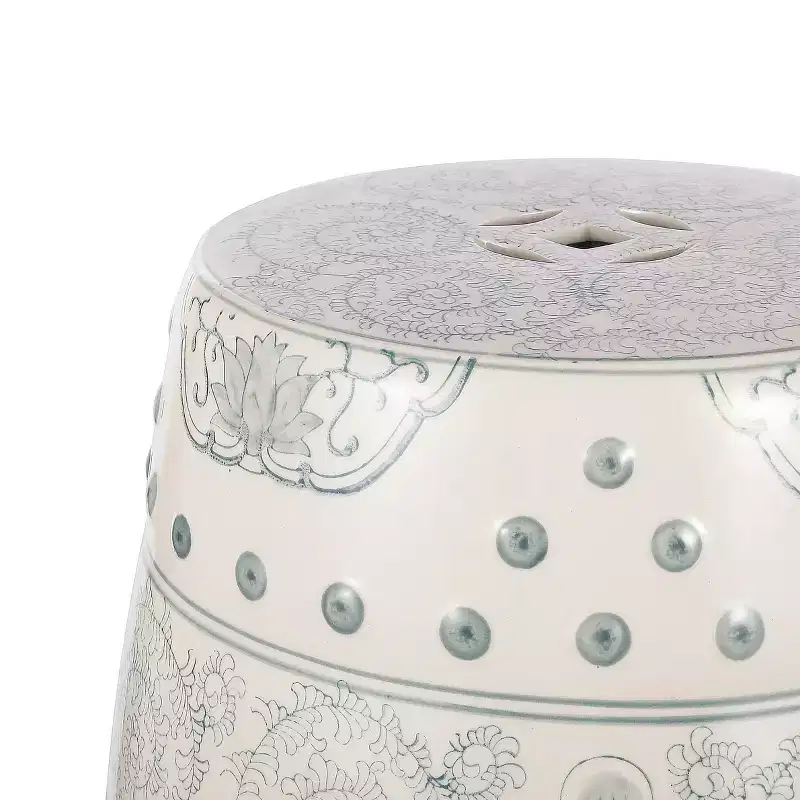 JONATHAN Y Double Happiness 18 Chinoiserie Ceramic Drum Garden Stool/Accent Table