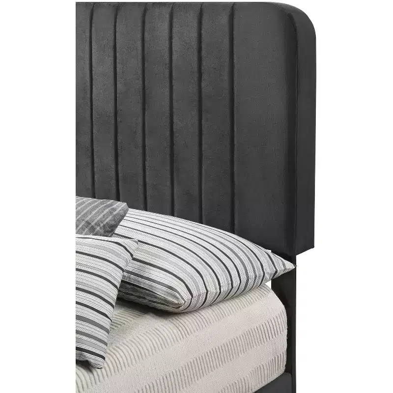 Passion Furniture Lodi Velvet UpholsteChannel Tufted Twin Panel Bed