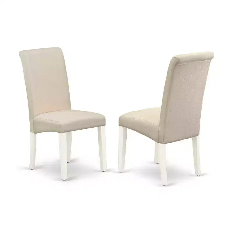 5-Pc Round Linen White Finish Solid Wood Top-Dining Room Set with Dropleaf-Seats 4