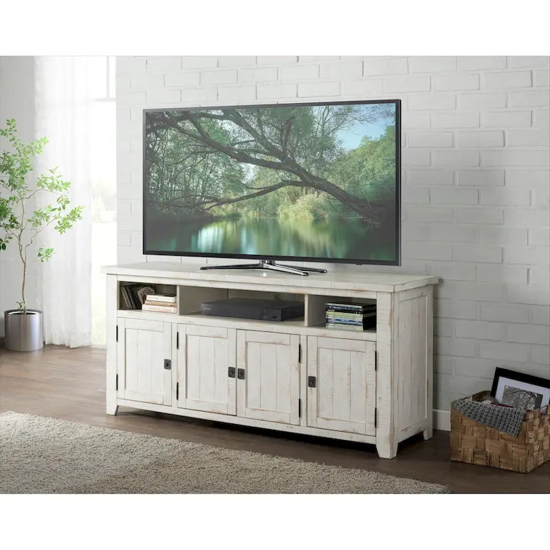 65-Inch Wide Solid Wood TV Stand with Storage
