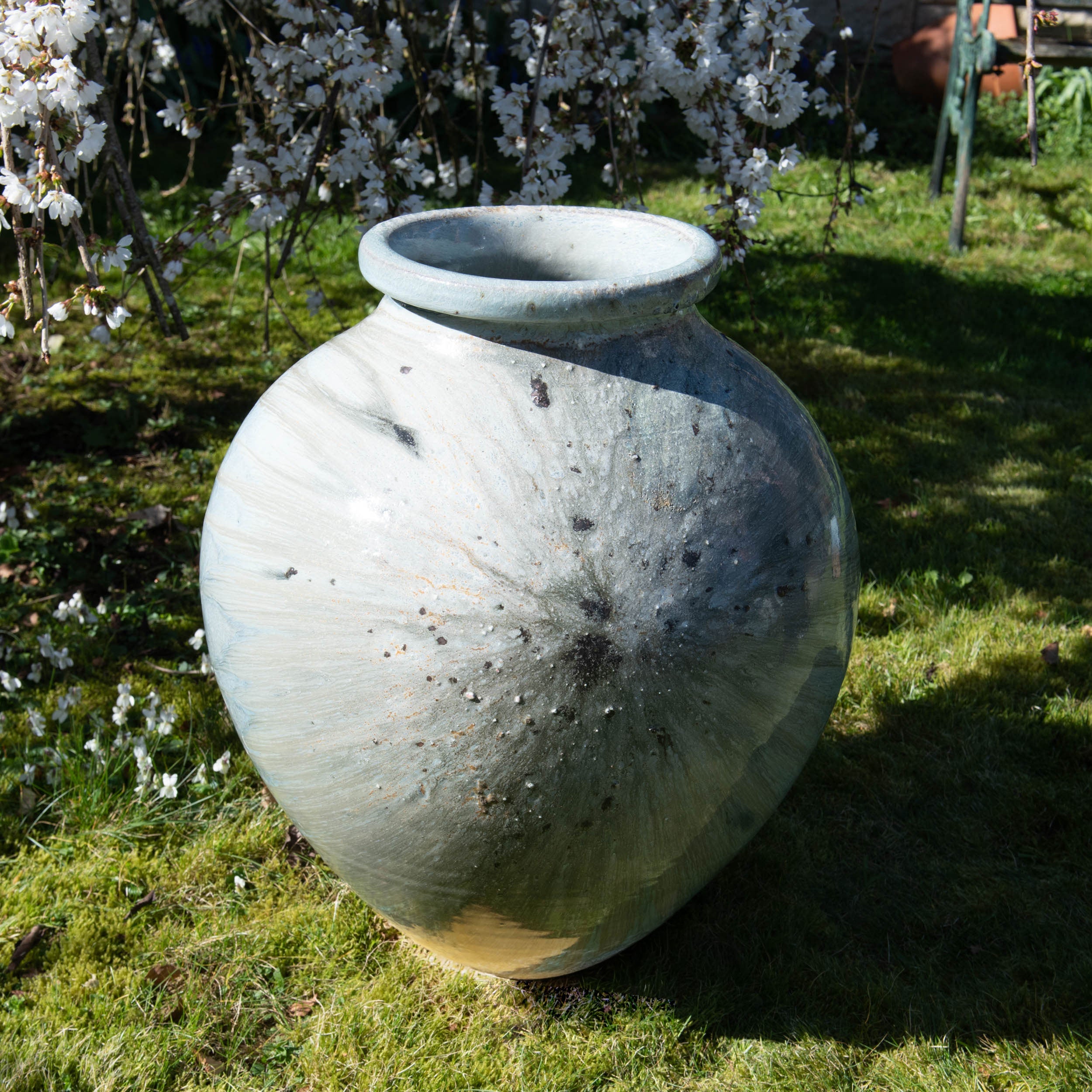Celadon Ash Scallop Shell Large Jar