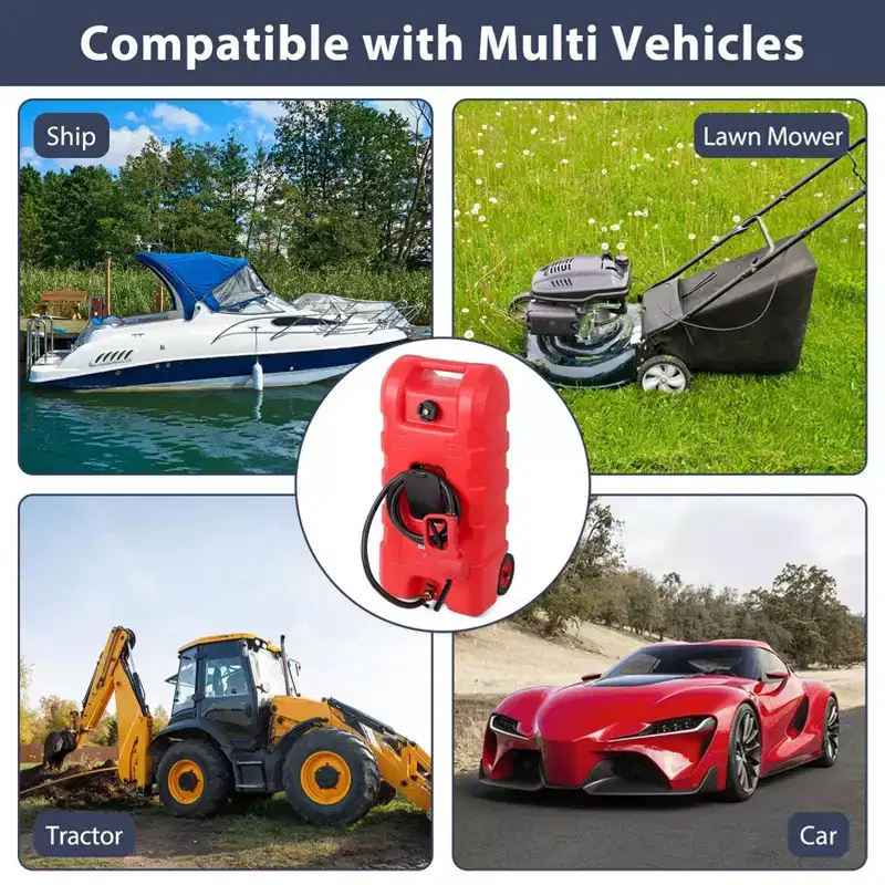 15 Gallon Fuel Caddy with Pump, Portable Gas Can Transfer Tank with 10 FT Hose & Wheels