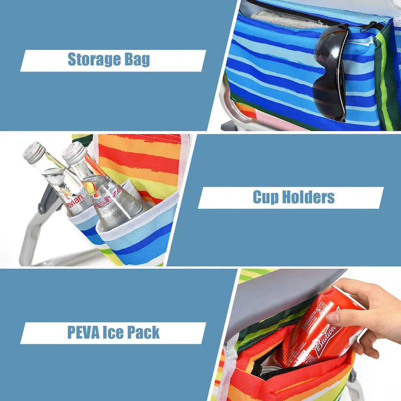 Folding Beach Backpack Chair Reclining Camping Chair with Pillow