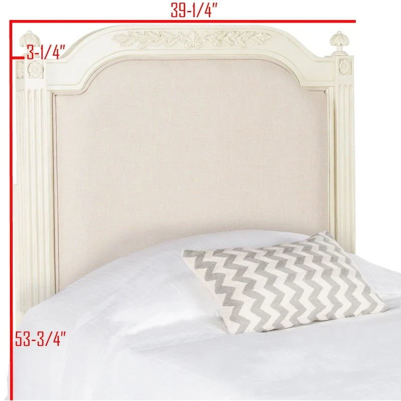 French Country Style Wood Headboard with Upholstered Panel