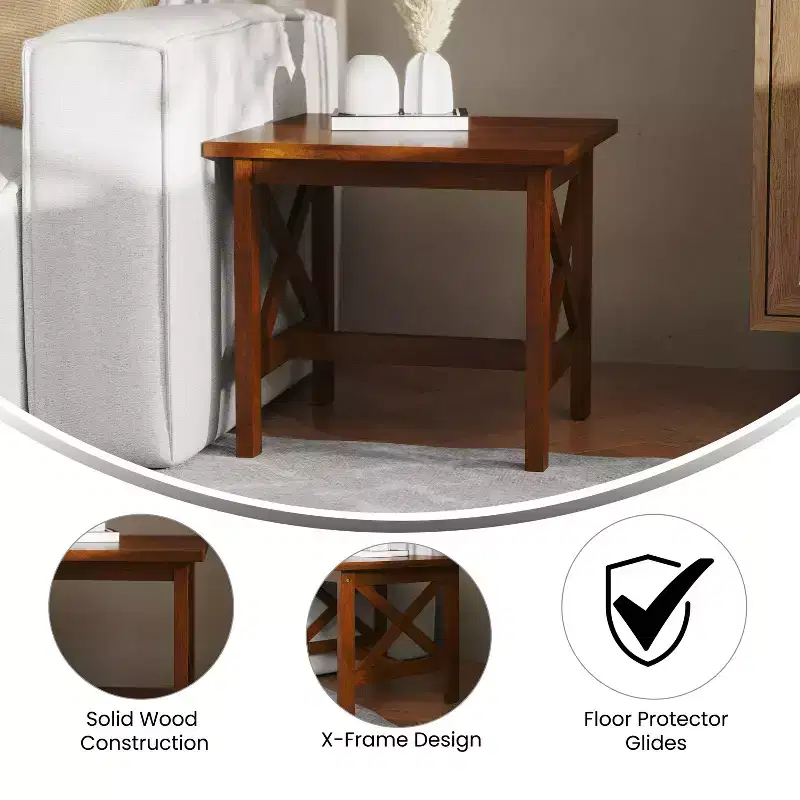 Emma and Oliver Solid Wood Farmhouse Style End Table