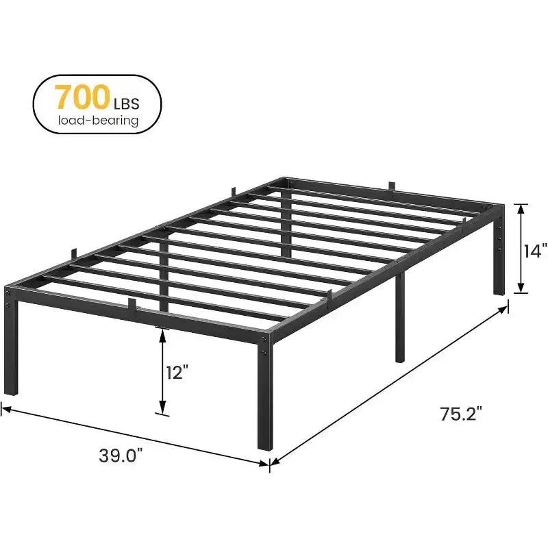 14-Inch Metal Platform Bed Frame with Under-Bed Storage