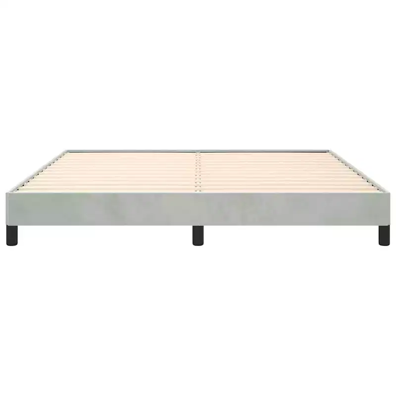 Bed Frame Light Grey Velvet, Plywood, Engineered Wood King Sturdy
