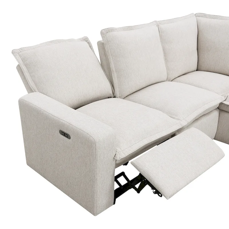 L-Shaped 5-Seater Power Recliner Sofa with USB Port
