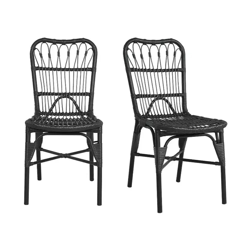 TUYOHW Outdoor Dining Chairs Set of 2,PE Wicker Patio Dining Chairs with Iron Frame,Patio Chairs for Backyard,Balcony,No Assembly