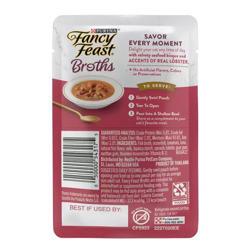 Purina Fancy Feast Seafood Bisque Flavor Broths and Accents of Real Lobster Lickable Topper Wet Cat Food - 1.4oz