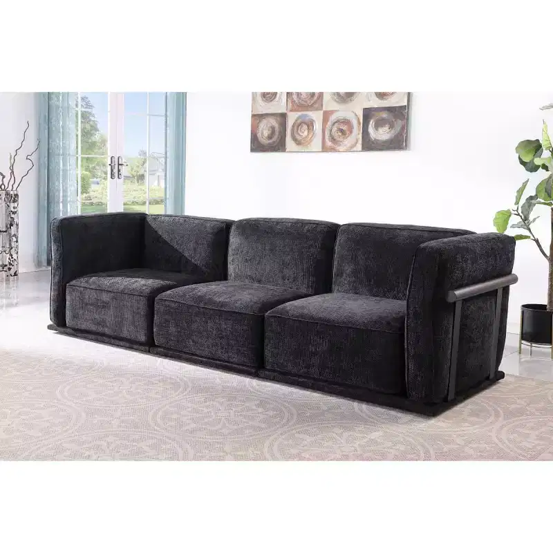 Oversized 3-Seater Straight Modular Sectional Sofa with Wood & Metal Frame, Modern Velvet Cloud Couch for Living Room or Apartment- Panipeachy
