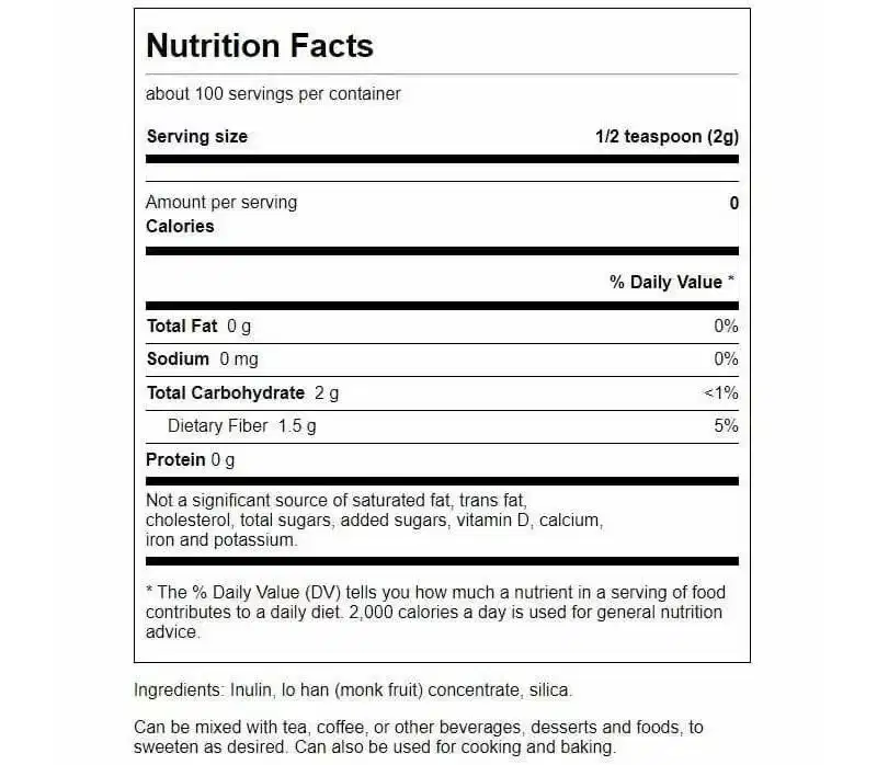 Swanson Lo Han Sweetener Made from Monk Fruit - Calorie and Sugar Free
