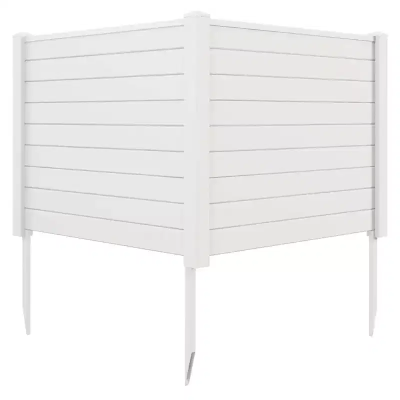 Costway 48L x 37.5H Air Conditioner Fence with 3 Ground Stakes Black/White
