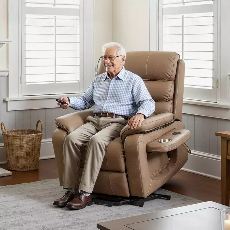 VEVOR Power Lift Recliner Chair, Dual Motor, Medium Wide Electric Lift Chair with Heat and Massage for Elderly, Infinite Position Adjustment, Brown