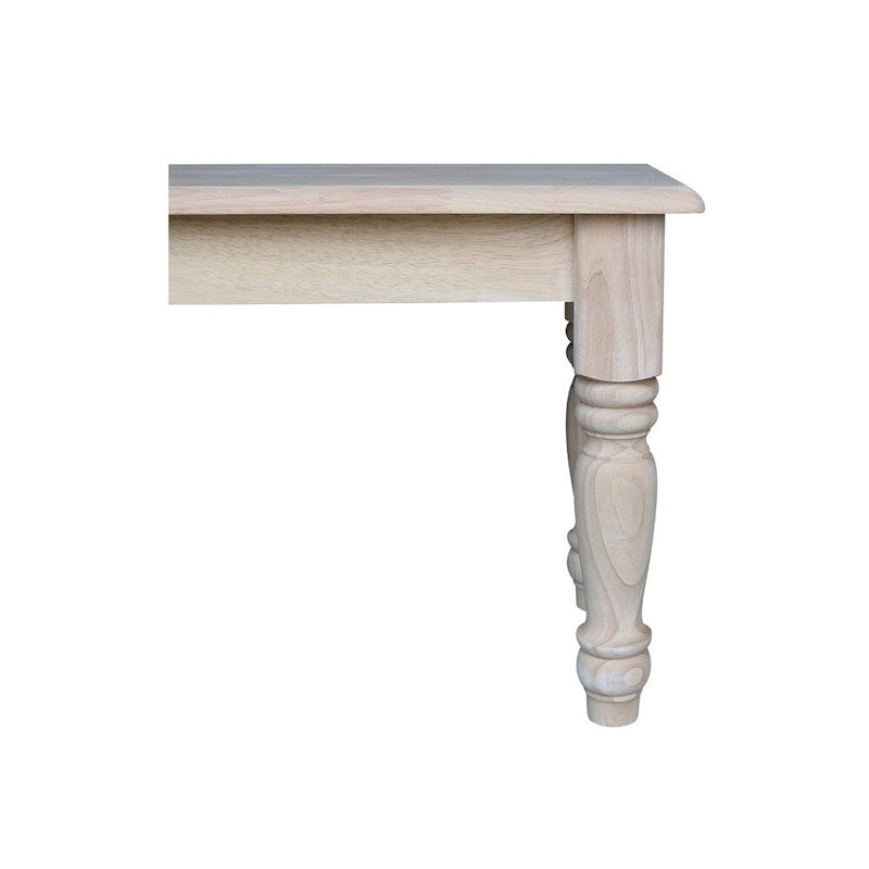 Unfinished Farmhouse Dining Bench, Solid Wood