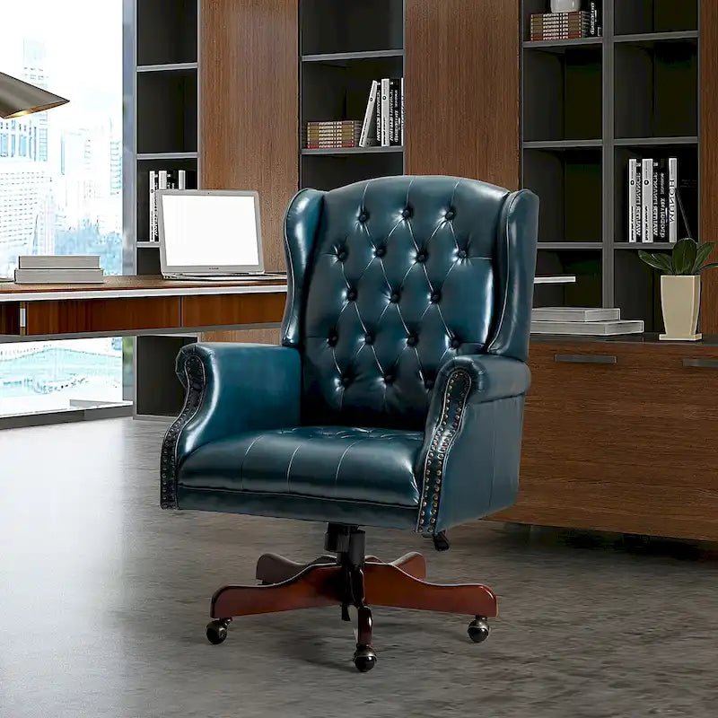 Modern swivel executive chair with tufted backrest