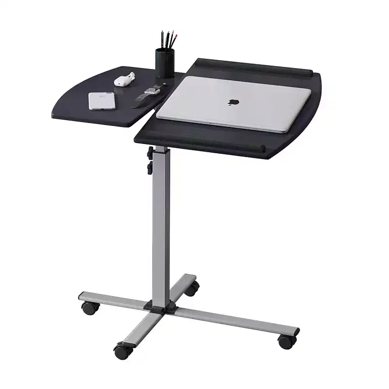 Mobile Laptop Cart Steel Graphite Black - Adjustable, Rolling Workstation with Locking Wheels