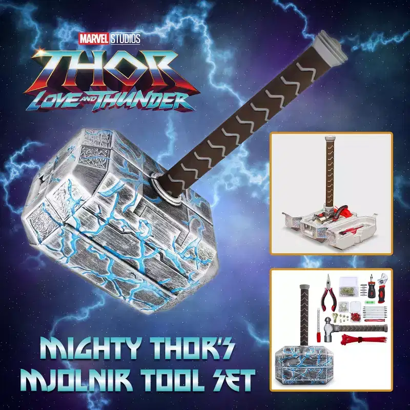 Ukonic Marvel Mighty Thors Hammer Mjolnir 91-Piece Tool Set | All-In-One Kit