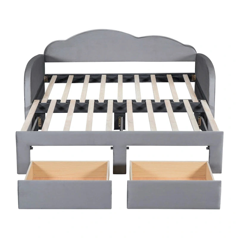 Twin Cloud Velvet Daybed with Trundle and Drawers