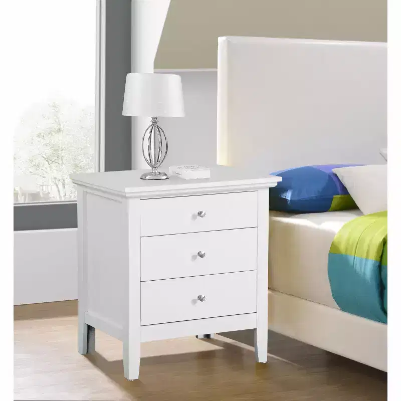 Passion Furniture Hammond 3-Drawer White Nightstand (26 in. H x 24 in. W x 18 in. D)
