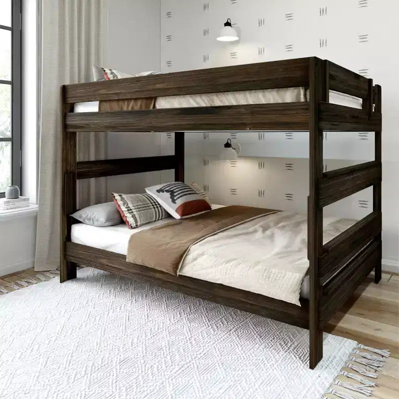 Plank+Beam Solid Wood Farmhouse Queen over Queen Bunk Bed Bed for Adults