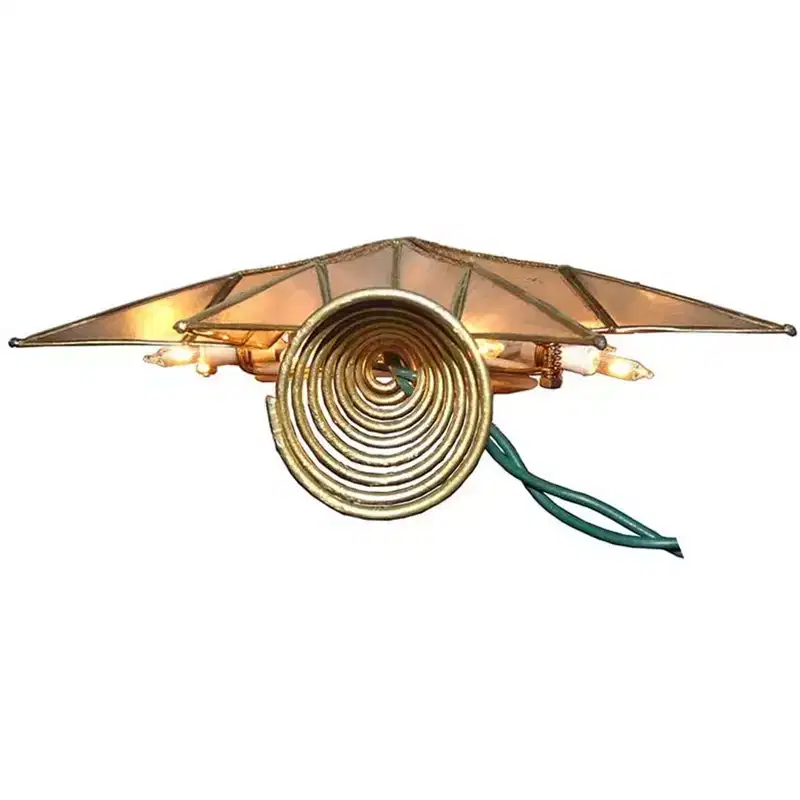 Kurt Adler 10-Light 8-Point Capiz Star Treetop, Gold & White, 9.5