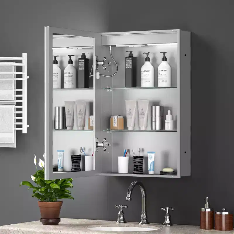 20 Modern Metal Medicine Cabinet with Mirror, LED Lights and 3 Color Temperatures