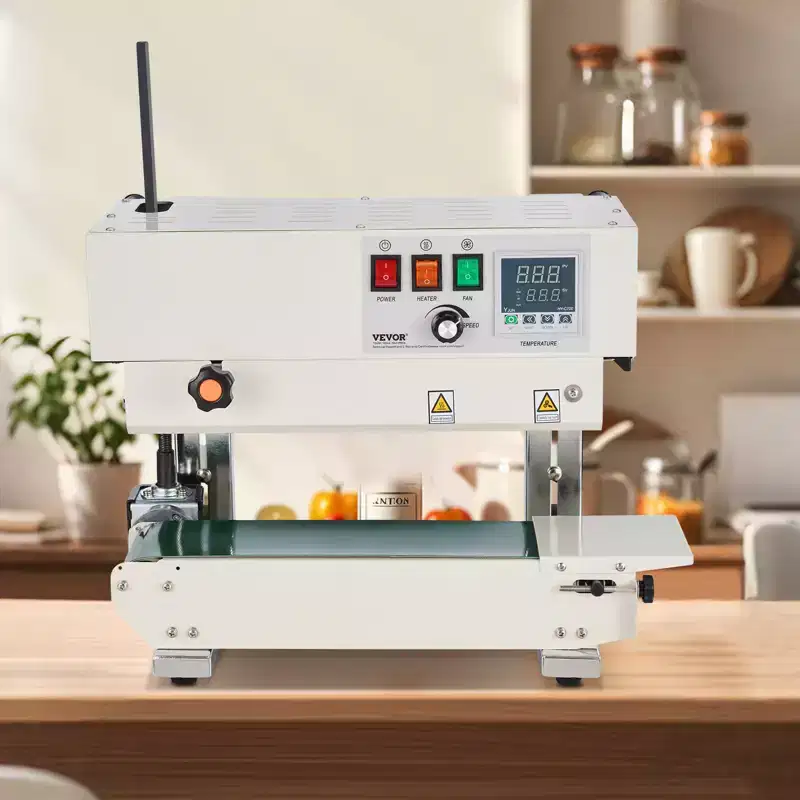 VEVOR Continuous Bag Band Sealing Machine, 0.24-0.47 in/6-12 mm Seal Width, Carbon Steel Bag Sealer for 0.02-0.8 mm Plastic Bags Films,Silver