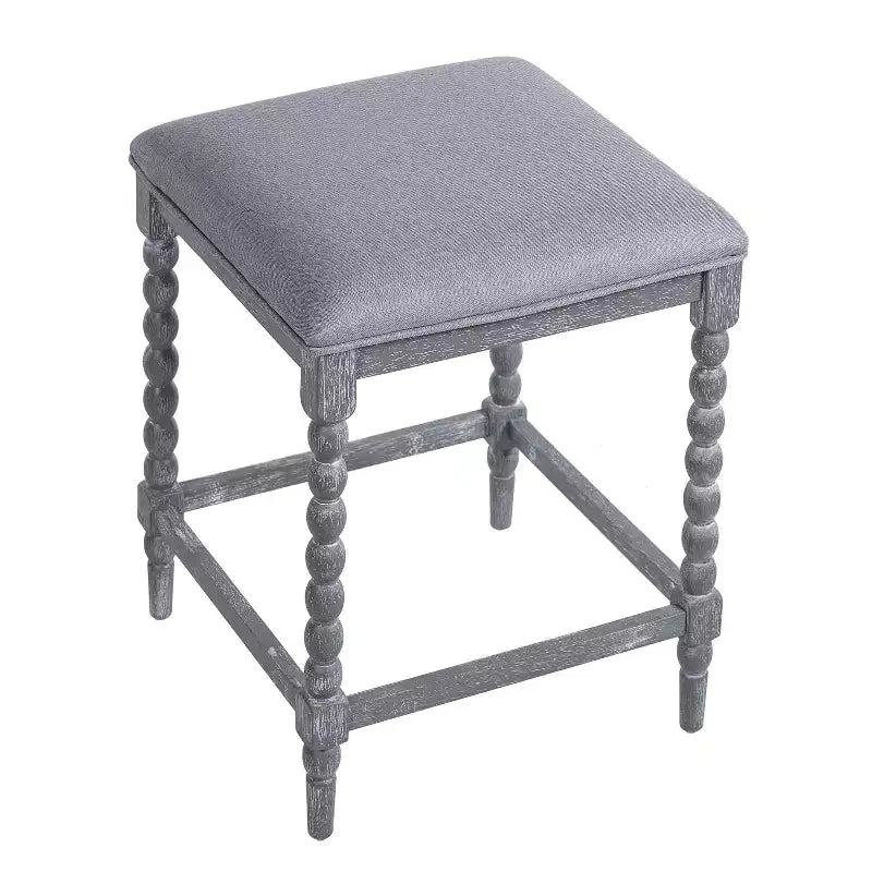 Okak Set of 2 Acacia Wood Upholstered Counter Stools for Dining Rooms,Kitchen Island Accent Stools with Foam-Padded Seat