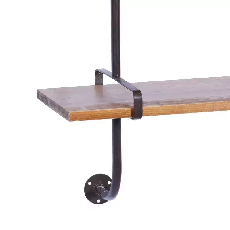 38x38 Wood 3 Level Wall with Metal Brackets Brown - Olivia & May: Industrial Style, No Assembly Required