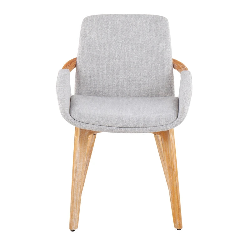 Mid-Century Upholstered Dining Chair with Natural Wood Arms and Legs