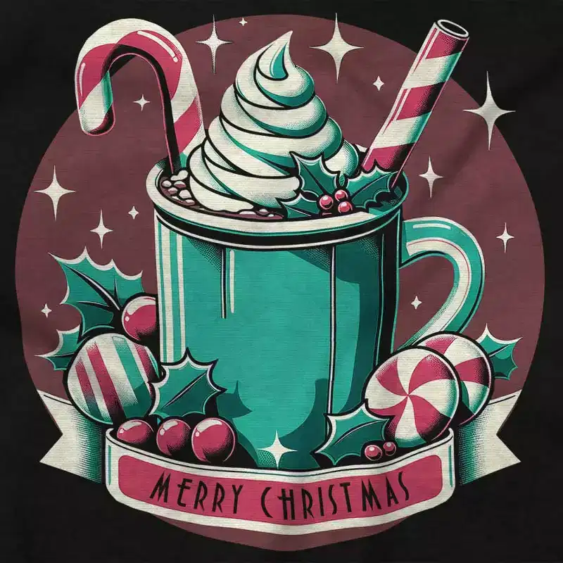 Xmas Merry Christmas Hot Cocoa Mug Graphic T Shirt Men or Women Brisco Brands