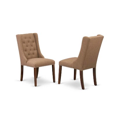 3-Piece Mahogany Finish Solid Wood Top - Button Tufted Dining Room Set - Seats 4