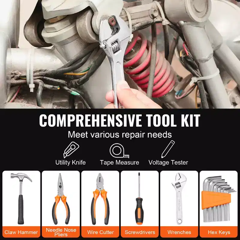 VEVOR Tool Kit, 132 Piece General Household Hand Tool Set, Home Repairing Tool Kit with Portable Tool Storage Case,BLACK