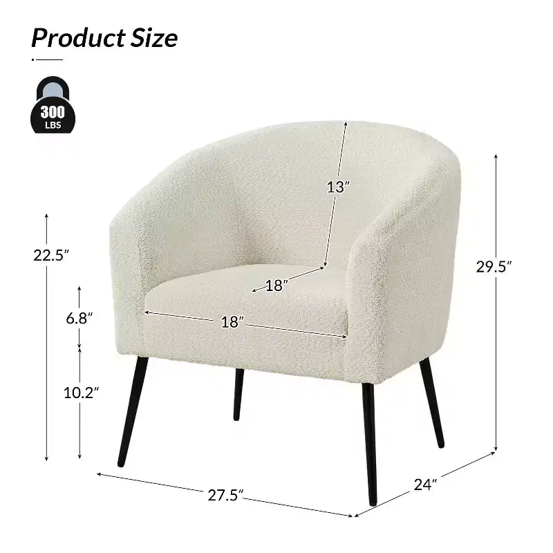 Guy Modern Boucle Armchair Set of 2 with metal leg ART OF LIVING DESIGNS