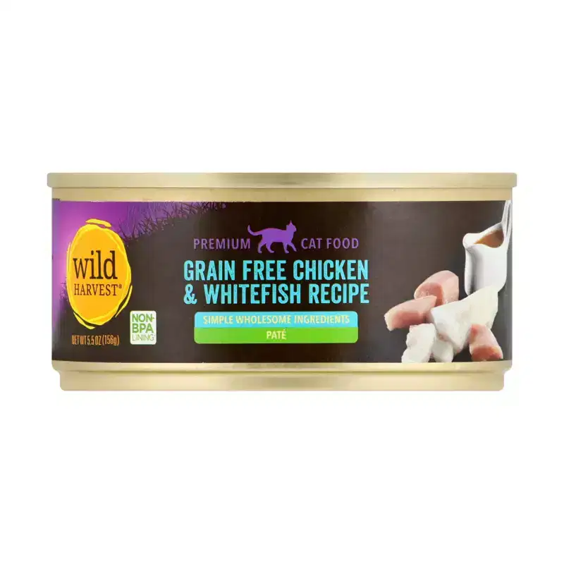 Wild Harvest Grain Free Chicken and Whitefish Recipe Cat Food - Case of 24/5.5 oz