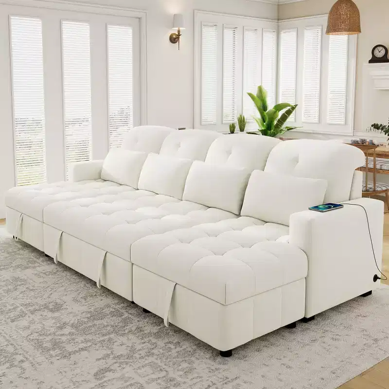 Whisen 110 Modern Oversized U-shaped Sofa Versatile Sectional Sofa with Chaise Lounges and USB Ports