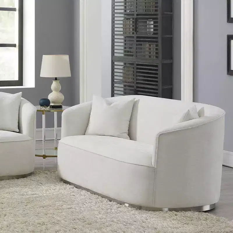 Acme Furniture 64" Odette Sofa Beige Chenille : Classic Loveseat, 2 Pillows, No Assembly Required