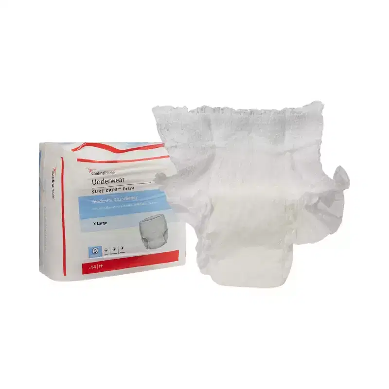 Cardinal Health Sure Care Incontinence Underwear, Moderate Absorbency, Unisex, XL, 56 Count