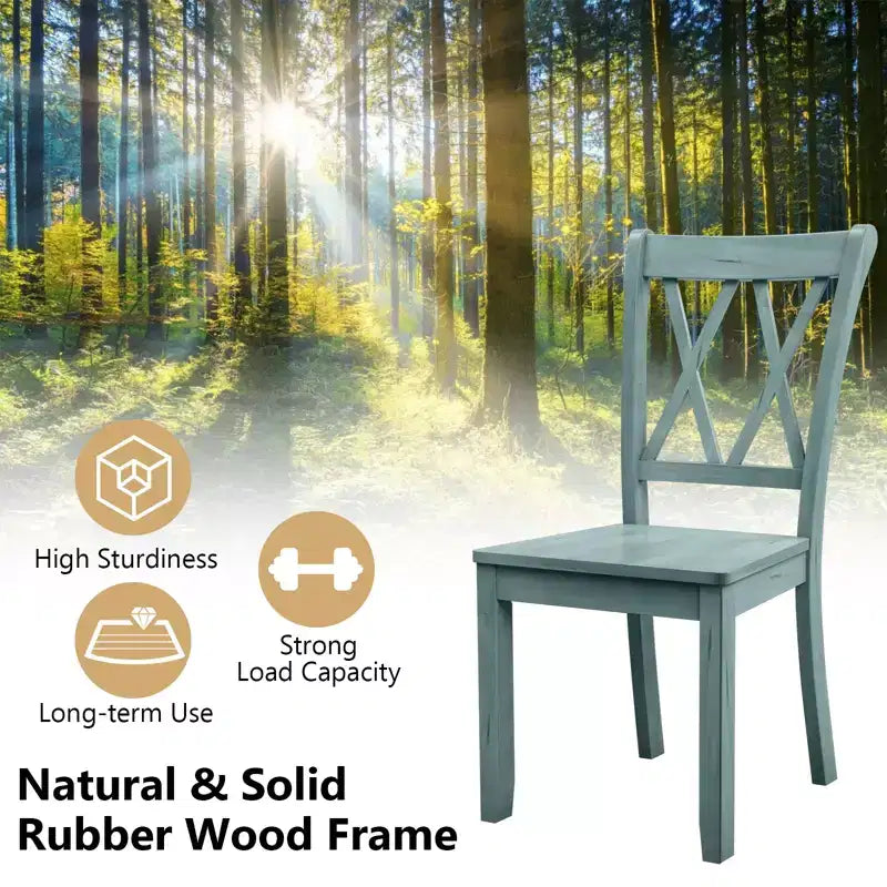 Costway 5 PCS Dining Set Modern Rectangle Table & 4 Rubber Wood Chairs Kitchen Breakfast