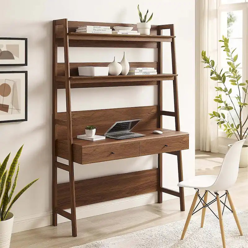 Office Desk with Bookshelf and Storage Drawers